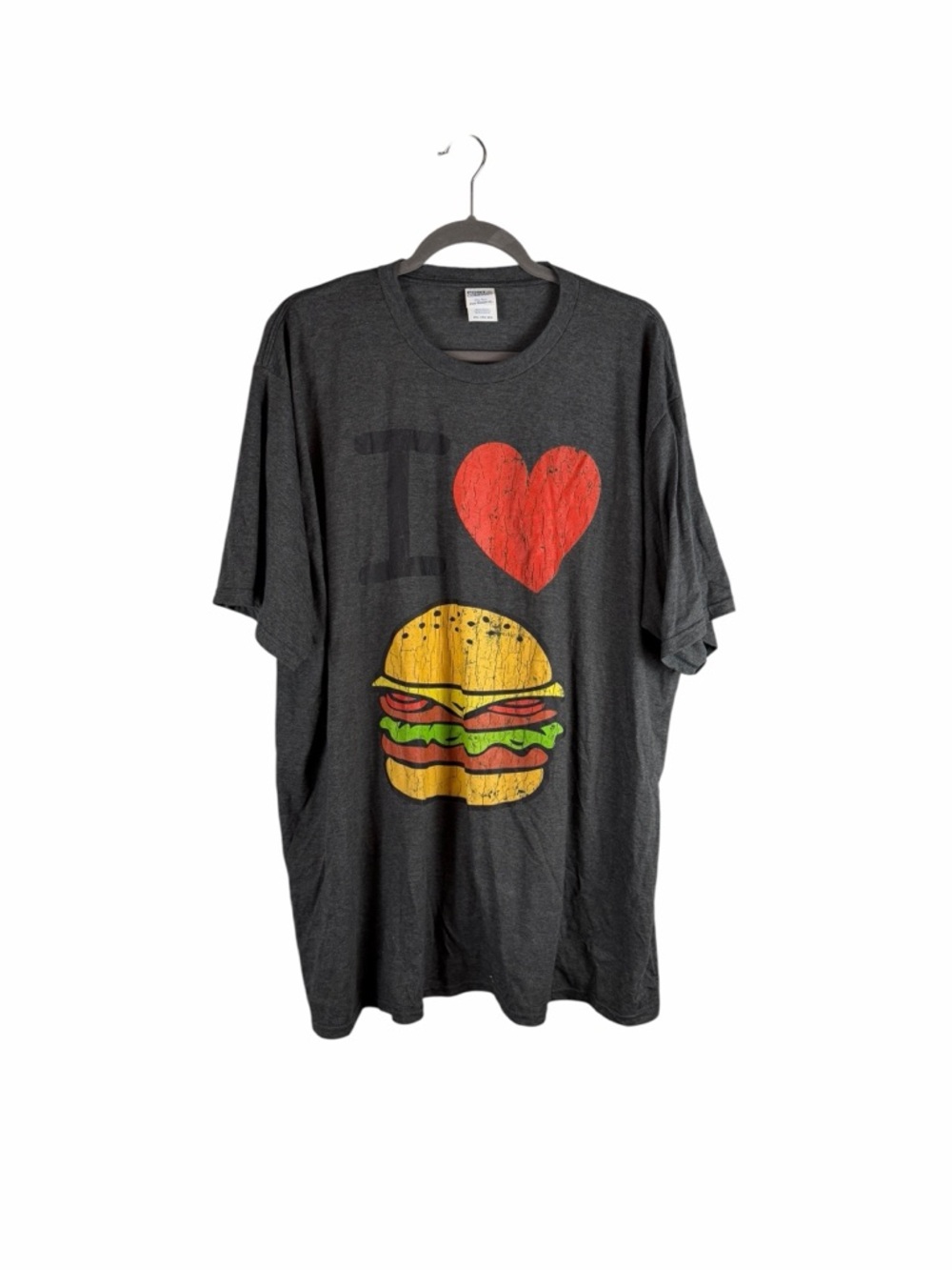 I Love Burgers Graphic T Shirt Charcoal Gray Plus Size 3XL